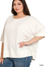 Load image into Gallery viewer, Plus Rib Boat Neck Dolman Sleeve Top w Front Seam
