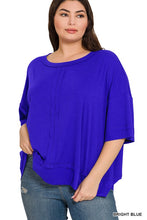 Load image into Gallery viewer, Plus Rib Boat Neck Dolman Sleeve Top w Front Seam
