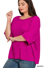 Load image into Gallery viewer, Plus Rib Boat Neck Dolman Sleeve Top w Front Seam
