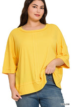 Load image into Gallery viewer, Plus Rib Boat Neck Dolman Sleeve Top w Front Seam
