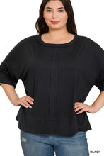 Load image into Gallery viewer, Plus Rib Boat Neck Dolman Sleeve Top w Front Seam
