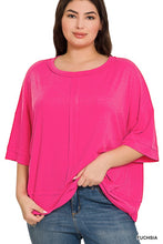 Load image into Gallery viewer, Plus Rib Boat Neck Dolman Sleeve Top w Front Seam
