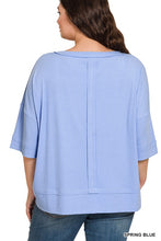 Load image into Gallery viewer, Plus Rib Boat Neck Dolman Sleeve Top w Front Seam
