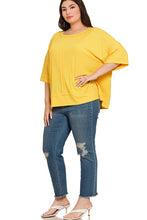 Load image into Gallery viewer, Plus Rib Boat Neck Dolman Sleeve Top w Front Seam
