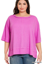 Load image into Gallery viewer, Plus Rib Boat Neck Dolman Sleeve Top w Front Seam
