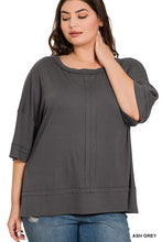 Load image into Gallery viewer, Plus Rib Boat Neck Dolman Sleeve Top w Front Seam
