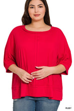 Load image into Gallery viewer, Plus Rib Boat Neck Dolman Sleeve Top w Front Seam
