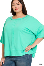 Load image into Gallery viewer, Plus Rib Boat Neck Dolman Sleeve Top w Front Seam
