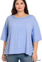 Load image into Gallery viewer, Plus Rib Boat Neck Dolman Sleeve Top w Front Seam
