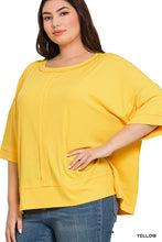 Load image into Gallery viewer, Plus Rib Boat Neck Dolman Sleeve Top w Front Seam
