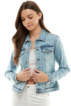 Load image into Gallery viewer, Spandex  Ladies  Casual Denim Jacket
