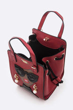 Load image into Gallery viewer, Lady In Glasses Convertible Top Handle Bag
