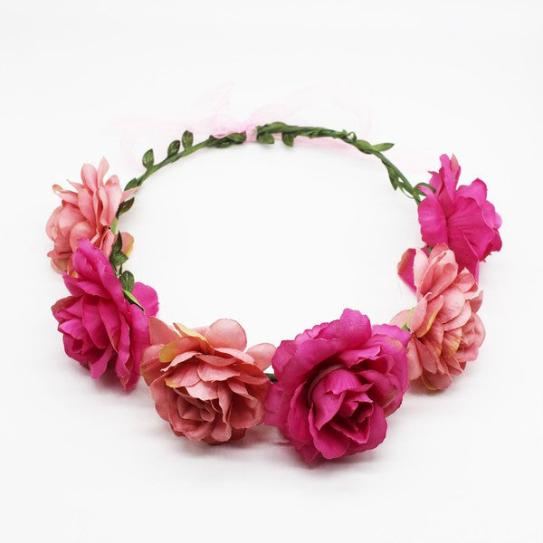 Pink Rose Crown Headband