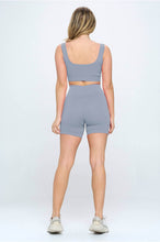 Load image into Gallery viewer, 2 piece Seamless Ribbed Tank Top  Biker Shorts
