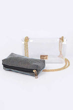 Load image into Gallery viewer, 2 In 1 Rhinestone Pouch Clear Shoulder Bag
