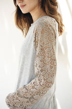 Load image into Gallery viewer, Plus Lace Sleeve Raglan Tunic
