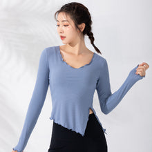 Load image into Gallery viewer, Womens Yoga Clothes Long Sleeved Tight Autumn Winter Workout Clothes Running Bottoming Shirt Top Sports Long Sleeved T Shirt
