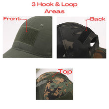 Load image into Gallery viewer, Tactical Military Patch Hat w Adjustable Strap
