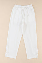 Load image into Gallery viewer, White Lace Splicing Drawstring Casual Cotton Pants
