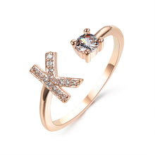 Load image into Gallery viewer, Womens New Design Adjustable 26 Initial Letter Ring Fashion Simple Elegant Jewelry

