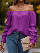 Load image into Gallery viewer, Ruched Off-Shoulder Long Sleeve Blouse
