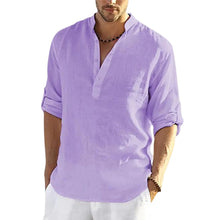 Load image into Gallery viewer, Men&#39;s Casual Cotton Linen Solid Color Long Sleeve Shirt
