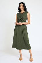 Load image into Gallery viewer, Sleeveless Cross-Over Bodice Midi Dress
