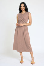 Load image into Gallery viewer, Sleeveless Cross-Over Bodice Midi Dress
