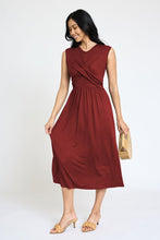 Load image into Gallery viewer, Sleeveless Cross-Over Bodice Midi Dress
