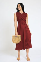 Load image into Gallery viewer, Sleeveless Cross-Over Bodice Midi Dress
