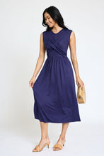 Load image into Gallery viewer, Sleeveless Cross-Over Bodice Midi Dress
