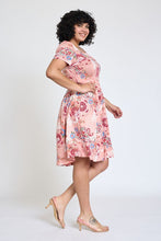 Load image into Gallery viewer, Plus Medallion Short Sleeve Pleated Midi Dress
