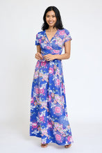 Load image into Gallery viewer, Plus Spring Pattern Surplice Maxi Dress
