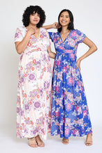 Load image into Gallery viewer, Plus Spring Pattern Surplice Maxi Dress
