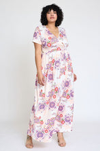 Load image into Gallery viewer, Plus Spring Pattern Surplice Maxi Dress
