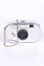 Load image into Gallery viewer, Metallic Oval Camera Iconic Swing Clutch Bag
