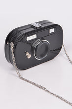 Load image into Gallery viewer, Metallic Oval Camera Iconic Swing Clutch Bag
