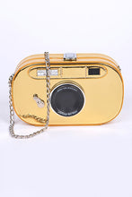 Load image into Gallery viewer, Metallic Oval Camera Iconic Swing Clutch Bag
