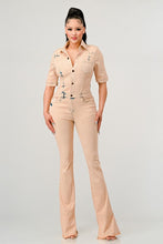 Load image into Gallery viewer, Athina Washed Denim Half Sleeve Jumpsuit
