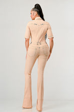 Load image into Gallery viewer, Athina Washed Denim Half Sleeve Jumpsuit
