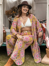 Load image into Gallery viewer, Plus Size Printed Open Front Cover Up and Pants Set
