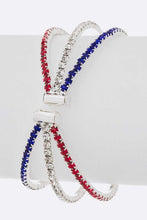 Load image into Gallery viewer, Red White Blue Rhinestone Cuff
