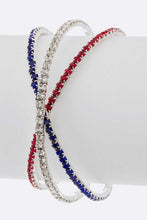 Load image into Gallery viewer, Red White Blue Rhinestone Cuff
