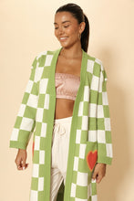 Load image into Gallery viewer, Long Knit Checkered Cardigan
