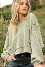 Load image into Gallery viewer, Round Neck Balloon Sleeve Hooded Knit Top
