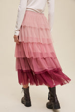 Load image into Gallery viewer, Gradient Style Tiered Mesh Maxi Skirt
