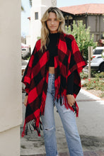 Load image into Gallery viewer, Buffalo Check Tassel Poncho
