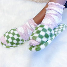 Load image into Gallery viewer, Luxe Lounge Checker Cozy Slippers
