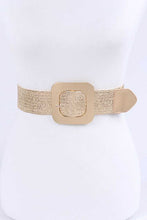 Load image into Gallery viewer, Square Buckle Coated Faux Straw Belt
