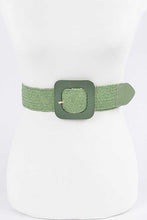 Load image into Gallery viewer, Square Buckle Coated Faux Straw Belt
